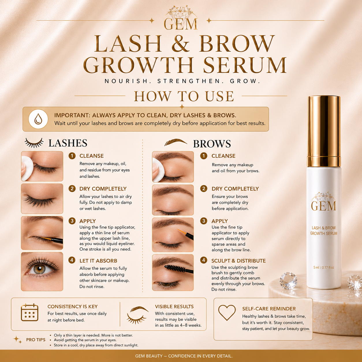 Gem Cosmetics Lash & Brow Growth Serum