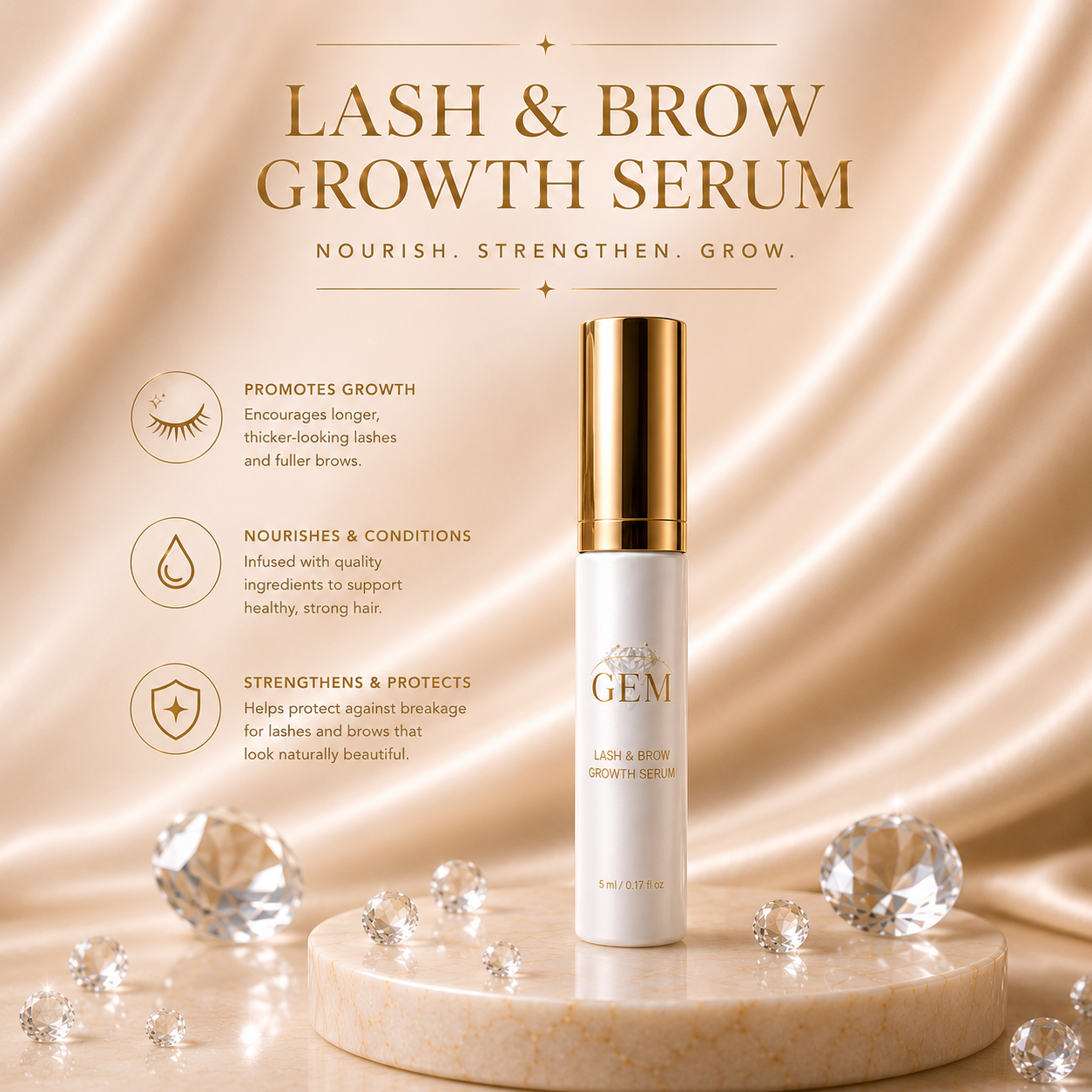 Gem Cosmetics Lash & Brow Growth Serum